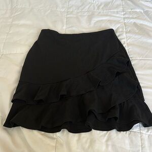 NBD Black Ruffle Mini Skirt